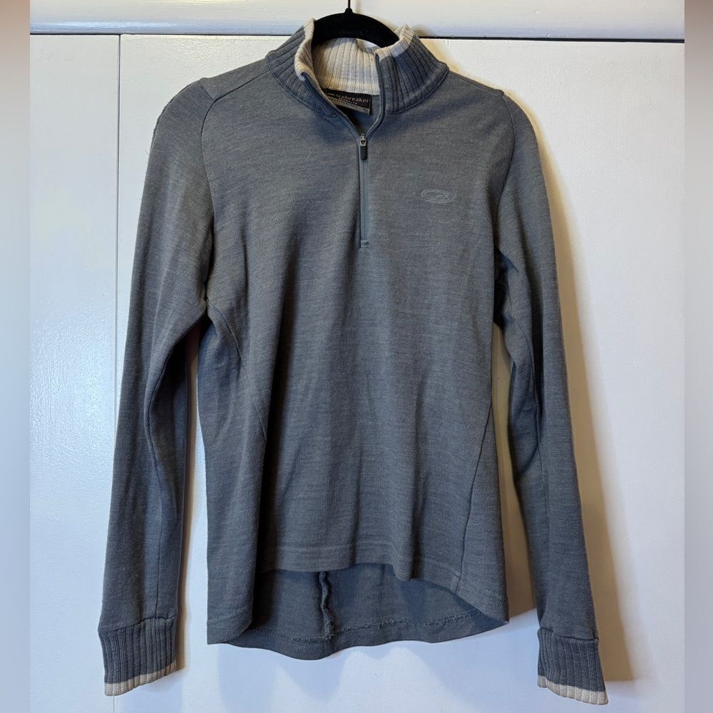 ICEBREAKER 100% Pure Merino Wool 1/4 Zip Sweater Gray Women’s Size Small